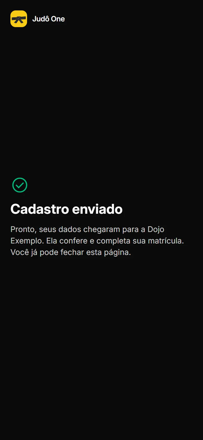 Confirmação Cadastro enviado no celular.